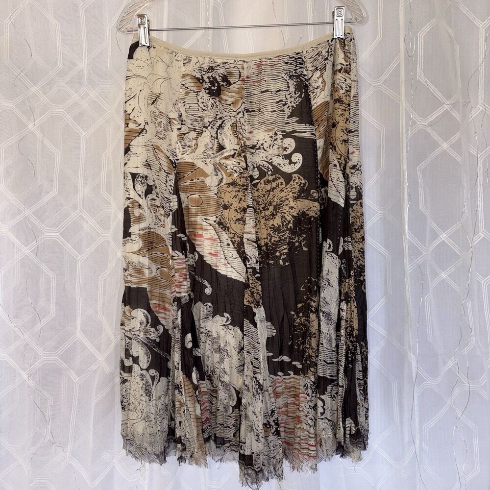 Nygard Midi Skirt Cotton and Silk Blend Boho Earthy Pattern Cottagecore Size 8
